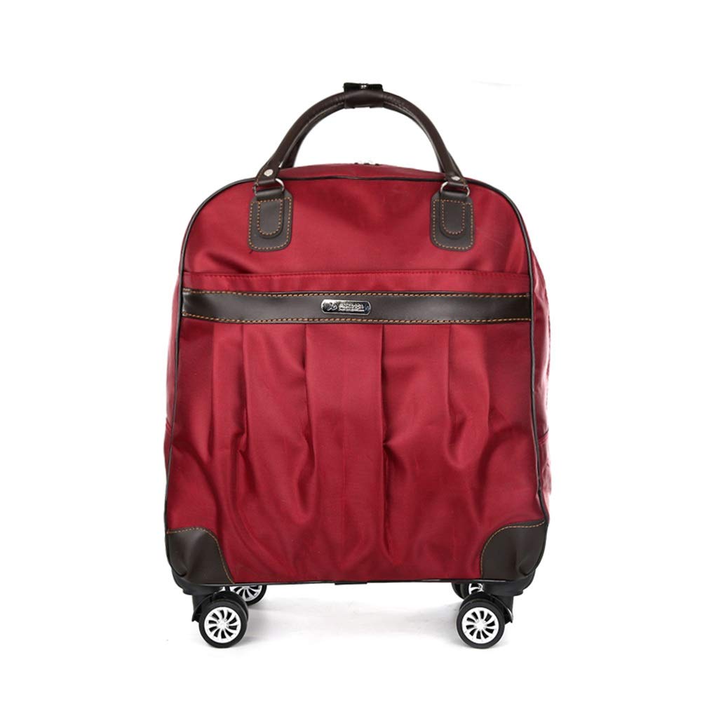 ADITAM ZHANGQIANG Bagaglio Leggero Trolley con Ruote Borsa Valigia Borsa da Viaggio con Rotolamento (Colore : Vino Rosso, Dimensioni : 45 * 43 * 22cm) Double The Comfort