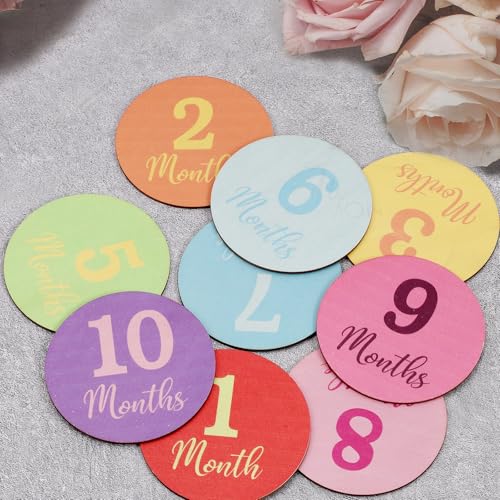 Image of Baby Monthly Milestone Signs - 13 Pack Wooden Baby Milestone Cards for 1-12 Months, Newborn Photography Props with Hello World Discs, Gender Neutral Baby Announcement for Boy Girl Age Shower Gifts