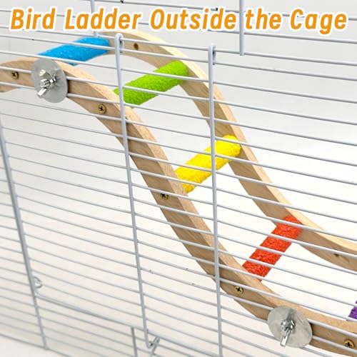 Image of Hamiledyi Nature Wooden Bird Ladder Pet Parrots Climb Bridge Exercise Stands for Parakeet Climbing Chewing Bridge Bird Cage Accessories for Cockatiel Parakeet Lovebirds Budgie