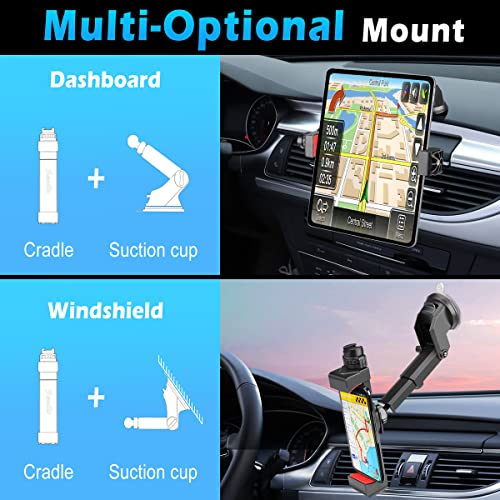 zeadio Car Phone Holder Mount, Adjustable Long arm car Phone Holder Mount with Smartphone Tablet Tripod Mount Adapter - Image 4