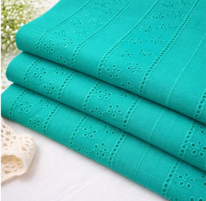 LCX Lightweight Hakoba Cotton Fabric | Embroidered Material for Fashion & Interiors | Perfect for Blouse, Sleeves, Yoke, Baby Dress & Craft Use - Hakoba (Rama Green,1 MTR)-image-2