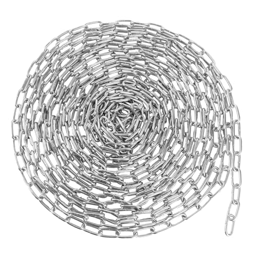 WOPPLXY Chainette Metal, Chaine Acier Robustes 15m Ø 3 mm, Chaîne Acier Galvanisé pour Corde à Linge, Plantes Suspendues, Antivol De Vélo, Décoration DIY
