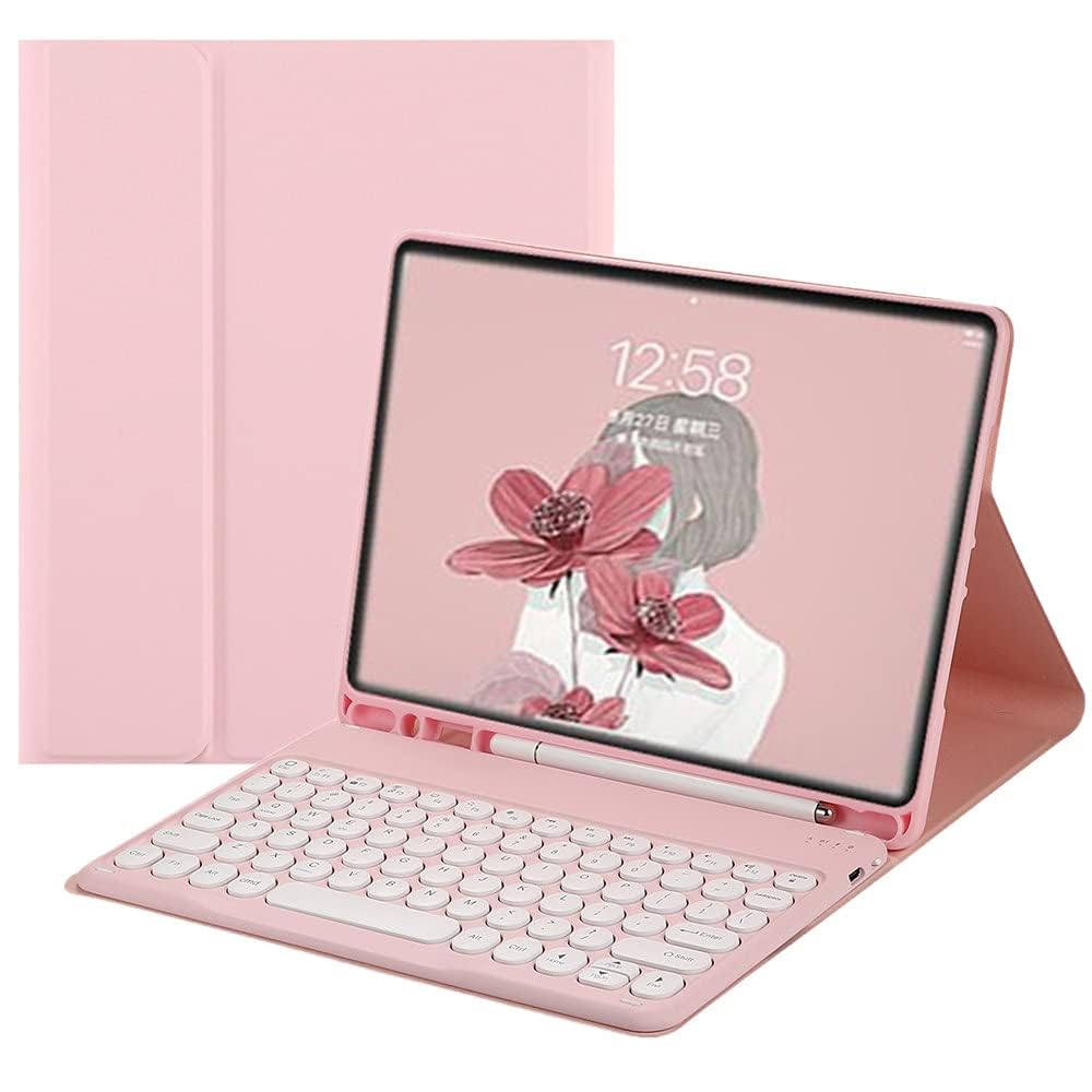 AnMengXinLing Keyboard Case for Galaxy Tab A11+/A9+ Plus 11 Inch 2025/2023, with S Pen Holder Round Key Cute Candy Magnetic Detachable Wireless