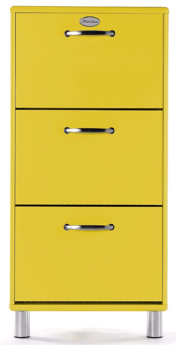Tenzo Malibu Designer Shoecabinet, Lacquered MDF and Chipboard, Yellow, 121 x 58 x 24 cm