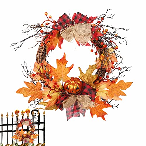 Couronne d'automne artificielle citrouille durable sans perte de feuilles - 7