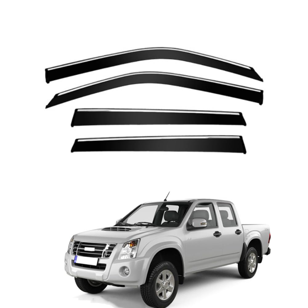 QOEMRHELT 4pc Set In-Channel Wind Deflectors, for Isuzu D-MAX (RA/RC) 2002-2010 Window Visors Rain Guards Vent Visors Rain & Sun Protection,Car Accessories