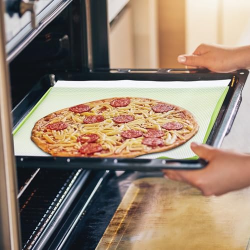 Image of Thenshop 8 Silicone Dehydrator Mats & 10 Mesh Dryer Mats and 1 Baking Scraper, Reusable Non Stick Silicone Dehydrator Tray with Edge for Baking Fruits Meat Vegetables(Green)