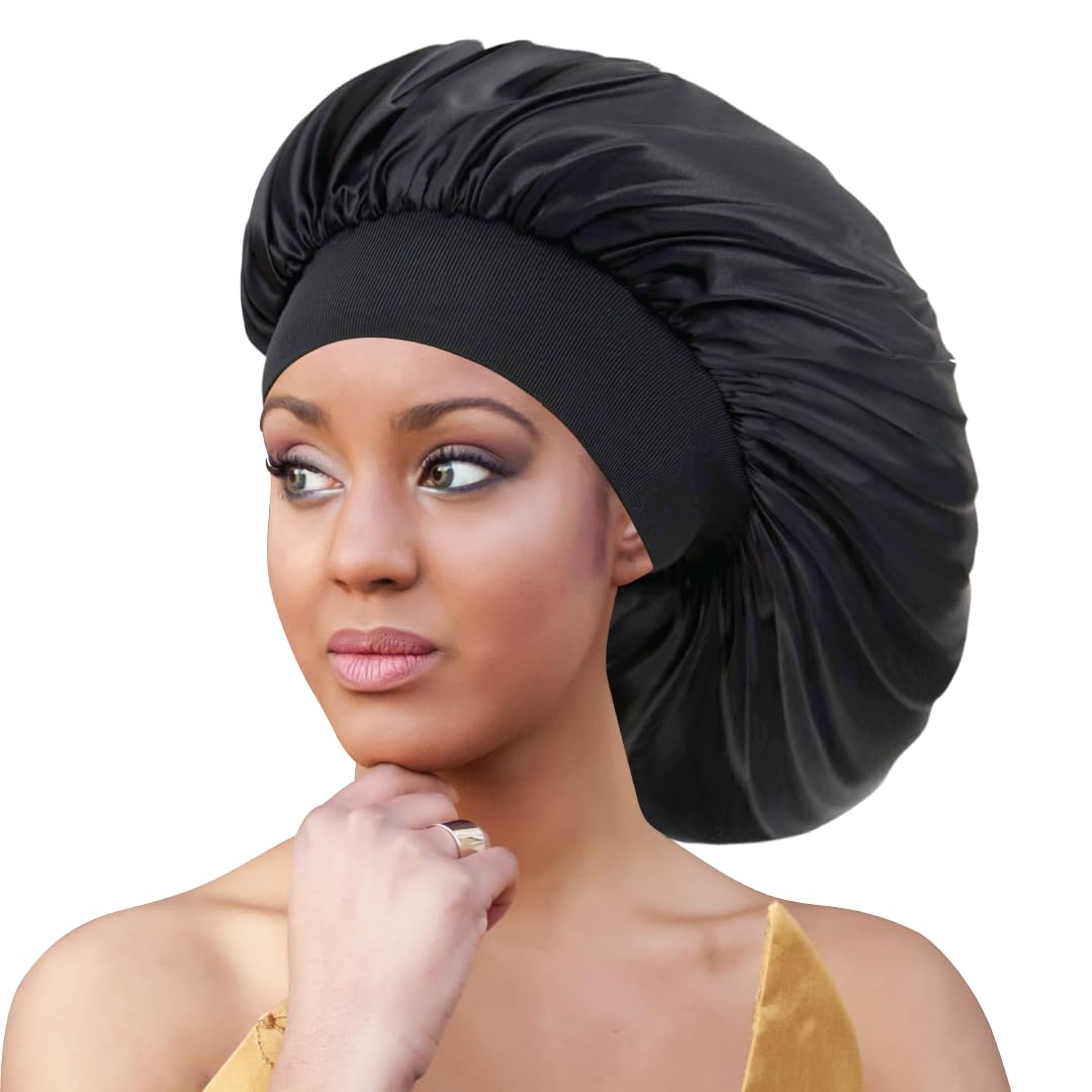 Kashmir Accessories Ltd Black Silky Bonnet Cap Jumbo - 7306