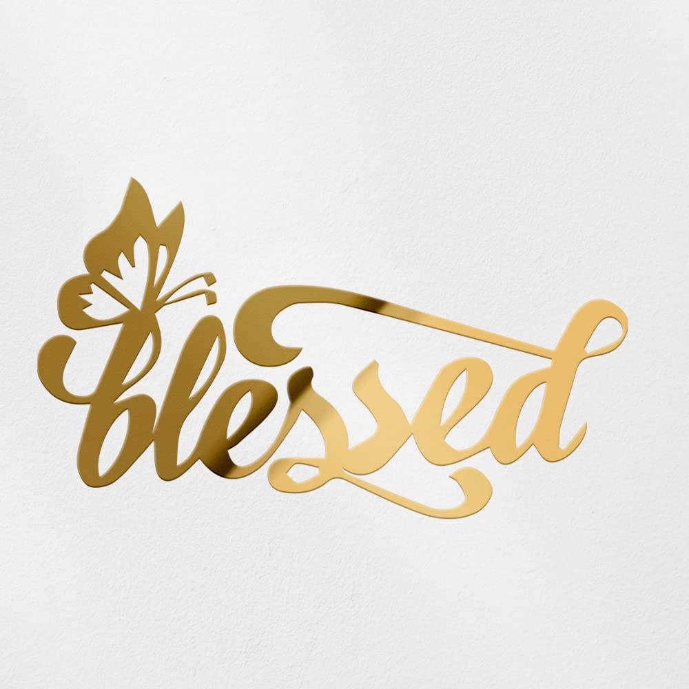 Transparent Decal Stickers of Butterfly Blessed Christians (Metallic Gold) Premium Waterproof Vinyl Decal Stickers for Laptop Phone Accessory Helmet