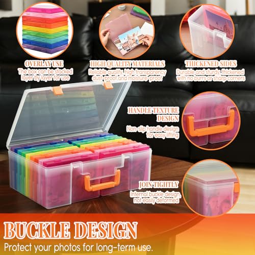 Photo Storage Box 5 x 7 Inches, 18 Inner Photo Cases with Dividers, Colorful Acid-Free Photo Storage Containers with Handle, Photo Organizer Craft Keeper for Stickers, Craft, Stamp by Haundry - Used condition - Image 3