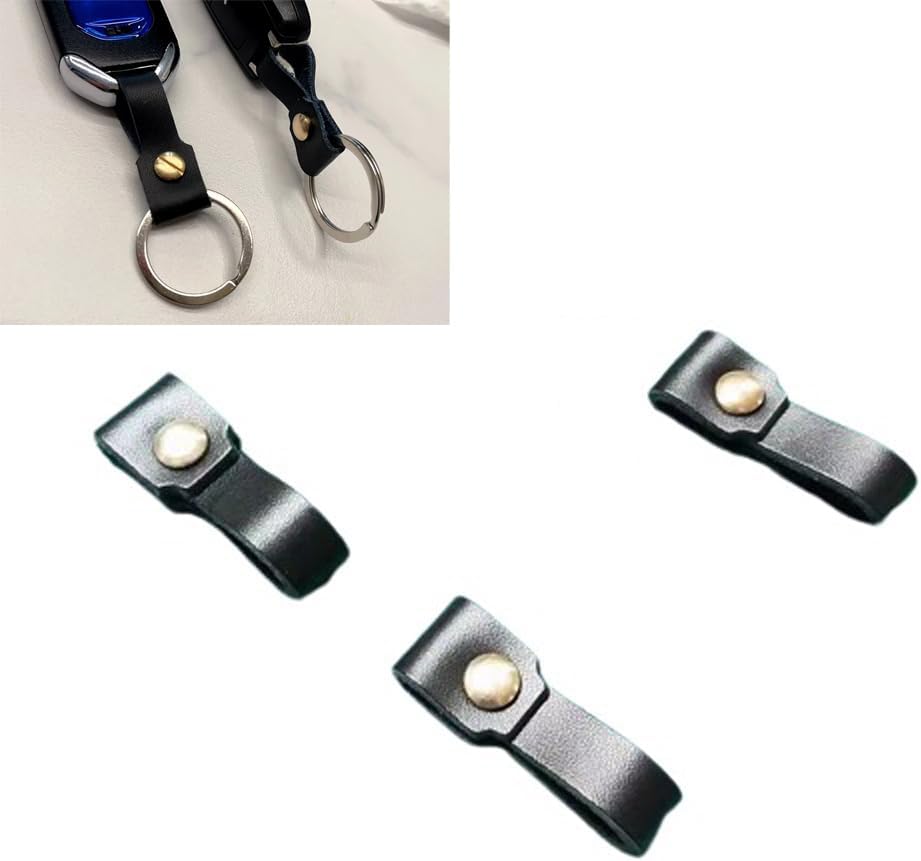 3 Pack Car Key Chain Holder Connector Screw Detechable PU Leather Hook Ring Loop Lanyard for Auto Remote Smart Car Keys Fob Keychain Case Bag Protector Carabineer Clip