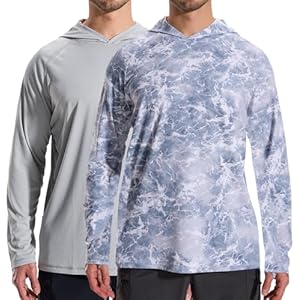 LOOGU Sun Hoodie UPF 50+ Shirts Long Sleeve Rash Guard Sun Shirts for Men Fishing Hiking Surfing Swimming