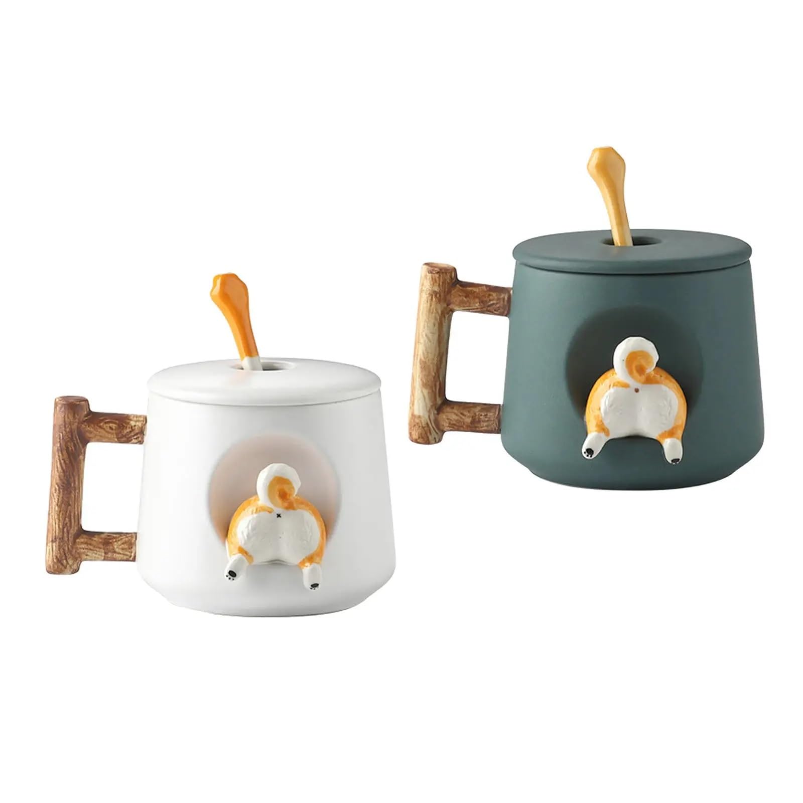 2 uds 500ml Taza de cerámica a tope 3D con tapa cuchara novedad divertida cerveza té de la leche jugo beber taza for café con leche Para Boda