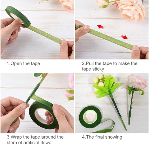 Image of Little Blooms Green Coated Stem Wire for DIY Flower Making - Friendly Flower Making Materials and Flower Stick Essentials, Perfect for Craft Projects (50pcs Wire & 2pcs Green tape)
