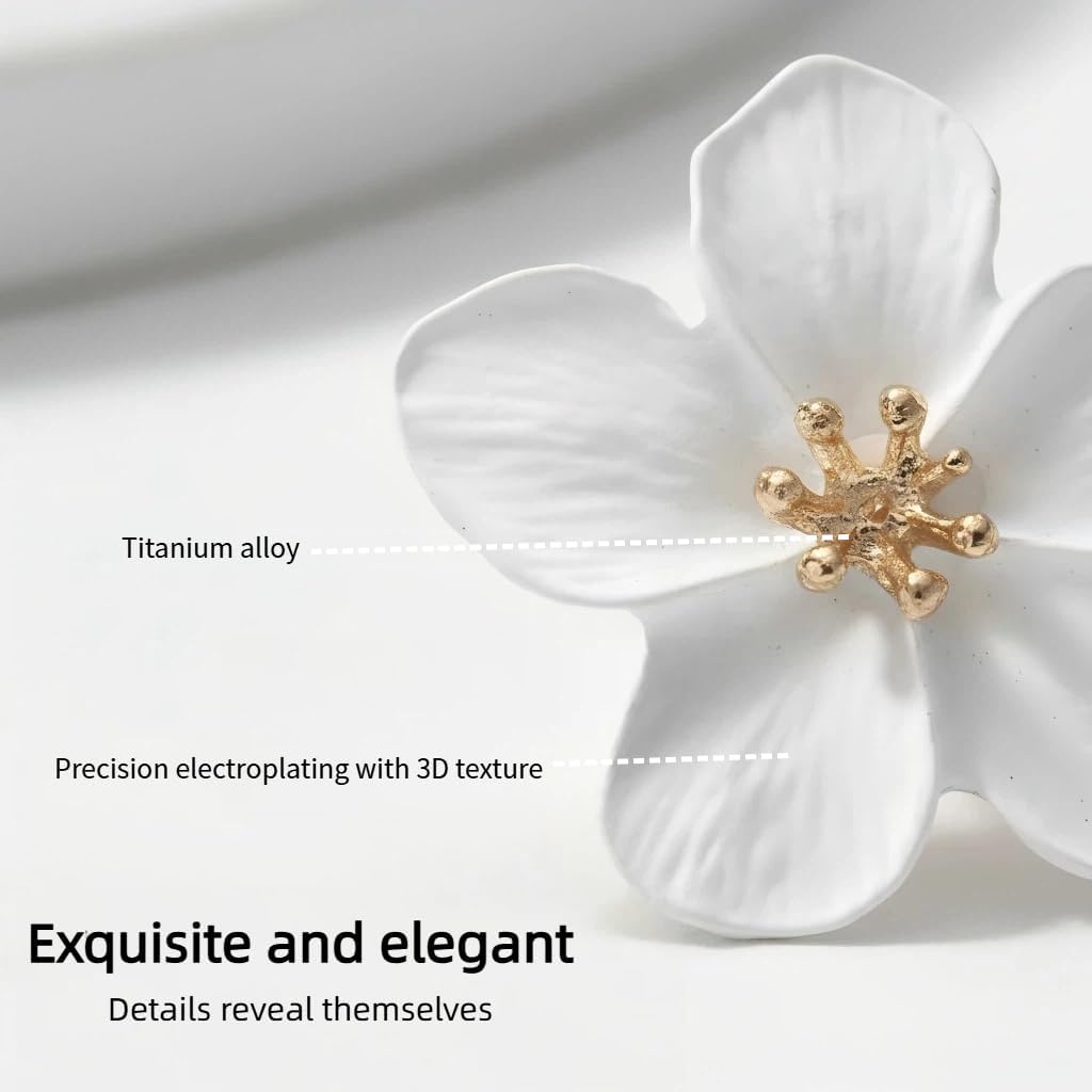 Earrings for Women Flower Statement Stud Earrings Hypoallergenic Chunky Gold Earrings Ideal Jewelry Gift for Women - Image 5