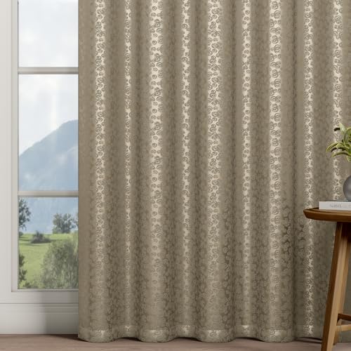 Image of Wakefit Jacquard Room Darkening Curtain | Light Blocking Upto 70% | (5 x 3.9 ft) | Door Curtain | Set of 2 | Reduces Noise | Machine Washable | Smash |Rings Taupe