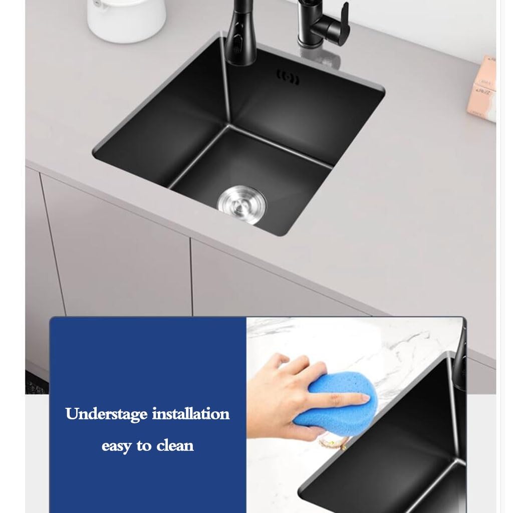 Mini lavello da cucina per camper e appartamenti – Lavello compatto in acciaio inox multi-size sifone nero 38 x 30 x 21,5 cm – ideale per soluzioni salvaspazio