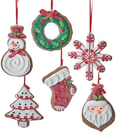 KURT ADLER SET OF 3 CLAYDOUGH B/O LIGHTED LED GINGERBREAD HOUSE XMAS ORNAMENTS e