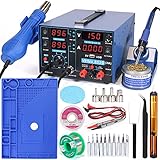 YIHUA 853D 3A USB Professional Soldering Rework and Power Supply Station bundle with 17.32' x 12.20'...