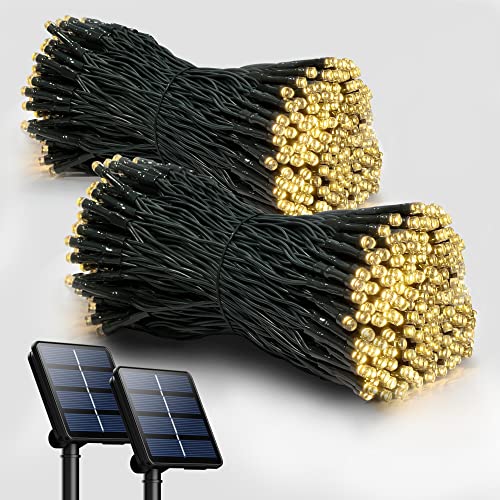 2 Pack Solar String Lights Outdoor, 200 LED Extra-Long 72FT Solar Powered Lights with 8 Lighting Modes, Waterproof Outdoor Lighting Decoration for Garden, Patio, Balcony, Xmas, Wedding, Party (Warm) 2 Pack Solar String Lights Outdoor, 200 LED Extra-Long 72FT Solar Powered Lights with 8 Lighting Modes, Waterproof Outdoor Lighting Decoration for Garden, Patio, Balcony, Xmas, Wedding, Party (Warm)