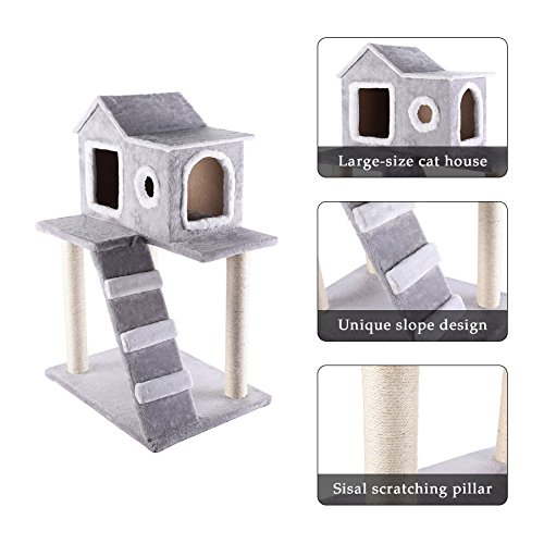 CO-Z Cat Tree Condo Tower with Ladder and Scratching Posts Kitty Trees House Bed Furniture for Kittens