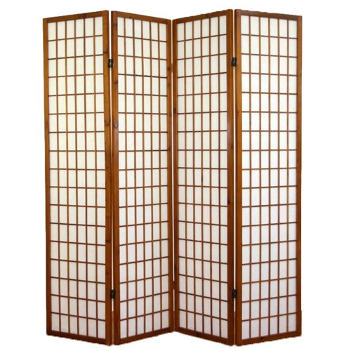 PEGANE Biombo japonés Shoji de Madera castaño Oscuro de 4 Paneles
