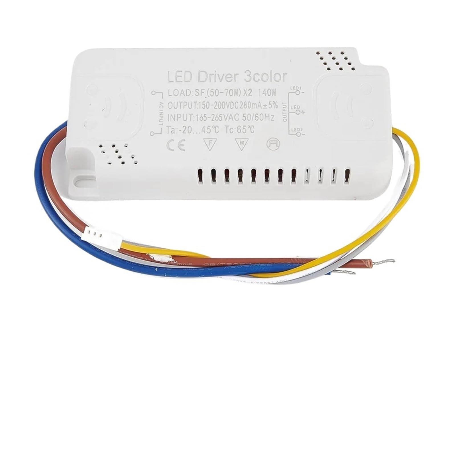 LED Driver 3color Adapter for LED Lighting Non-Isolating Transformer AC165-265V 8-24W 20-40W 30-50W 40-60W 50-70W LED Driver((40-60W) X2)