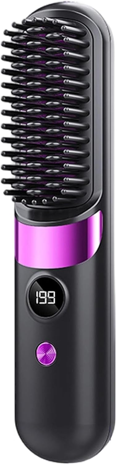 Hair Straightener Borstel Draadloos | Haarborstelen met 4 Temperatuurstanden – Draadloze Haarstrij,voor Thuis, Appartement, Studentenflat, Vakantie, Vrouwen, Echtgenote, Gezin