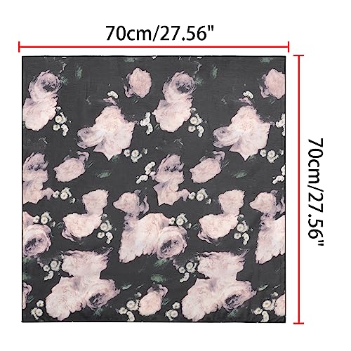 Allegra K Women Chiffon Scarves - 27.6" X27.6" - Floral Print Square Kerchief Neck Scarf Neckerchief3