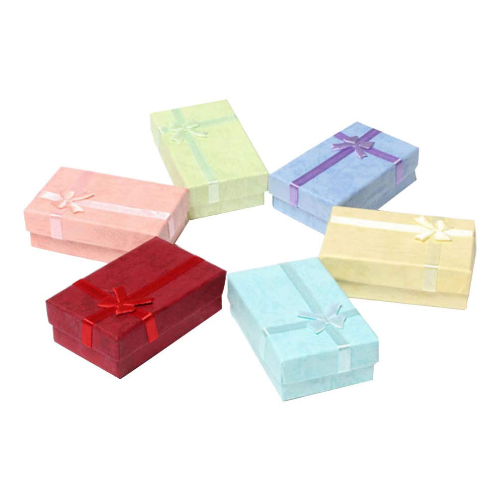 VOSAREA 12Pcs Paper Jewelry Box Small Cardboard Jewelry Case Earring Bracelet Necklace Box (Color)
