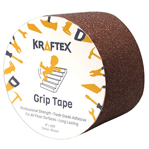 Grip Tape [4â€ x 30ft Brown] Anti Slip Tape for Stair Runners for Wooden Steps & Stairs. Non Slip Friction Tape for Stair Nosing Indoor Stairs & Outdoor Stair Treads Non-Slip Tape and Skateboard Tape.