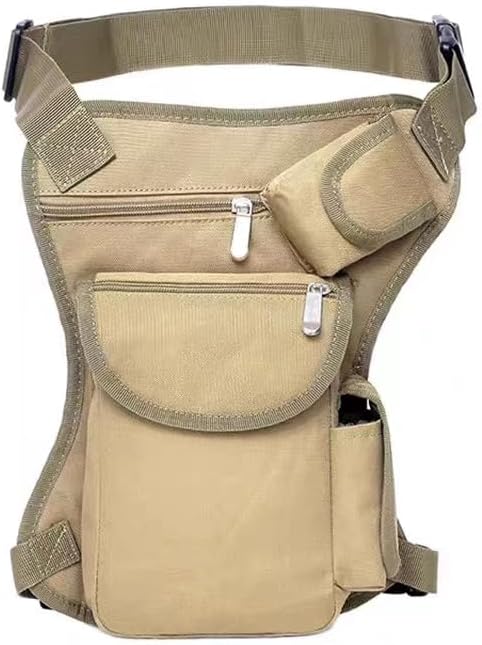 Tactical Drop Leg Bag Canvas Fanny Pack Waist Pack Hunting Bag Belt (Brown)