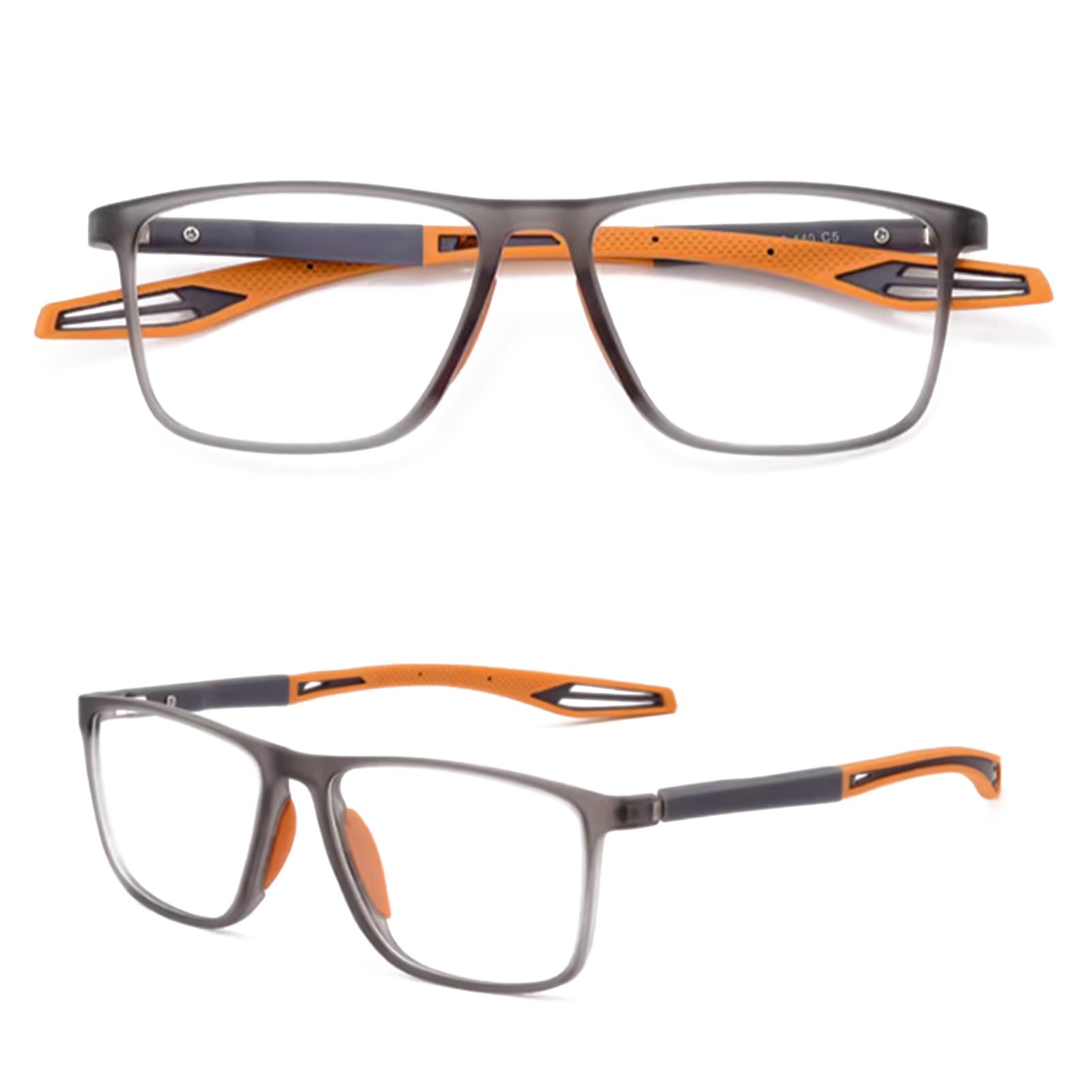 Men's Sports Reading Glasses, TR90 Ultra-Light Non-Slip Reader, Anti-Blue Light Computer Readers (Color : Orange, Size : 1.25 x)