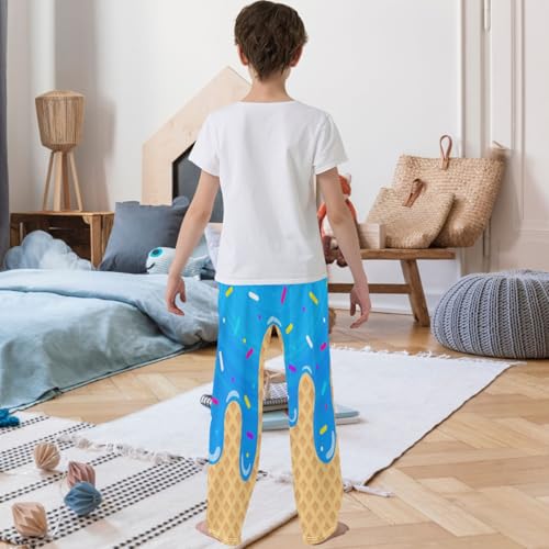 Boy's Pants Bright Blue Circle Ice Cream Jogger Pants Elastic Waist Long Bottoms Trousers with Pockets 6-14 Years3