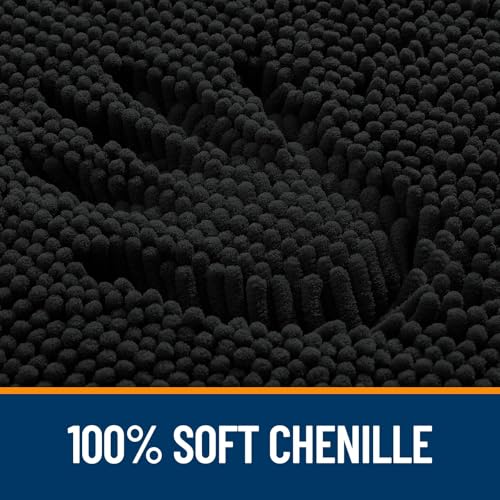 Image of OLANLY Bathroom Rugs Sets 2 Piece, Soft Absorbent Chenille Bath Rug Set, Non-Slip, Quick Dry, Machine Washable Bath Mats for Bathroom, Home Decor Accessories (36 inchx24 inch+30 inchx20 inch, Black)