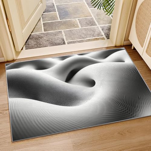 Impression 3D tapis géométrique blanc lavable pour salon et chambre