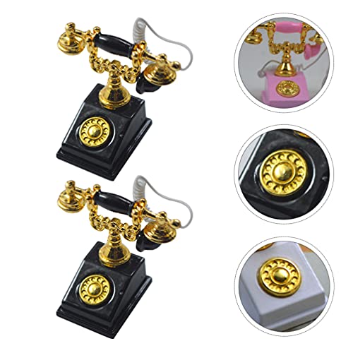 Toyvian Retro Vintage Phone, European Rotary Dialing Telephone, Corded Old Fashion Antique Landline Telephone Decor, Home Decoration Props, Retro Desktop Phone 2 Pieces Random Color #TOP2