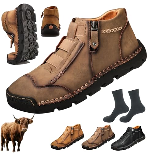 Matufit Shoes for Men, 2025 New Men's Genuine Leather Waterproof Non-Slip Fashionable Orthopedic Shoes, Lightweight Loafers