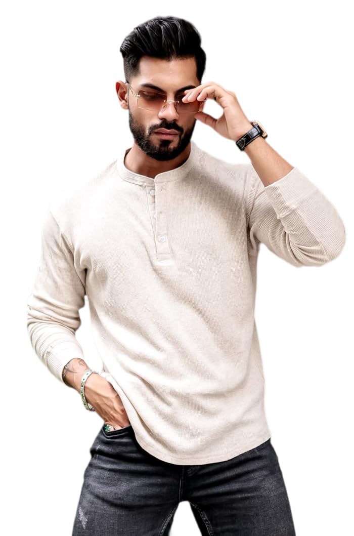 gritstones Men Waffle Henley T-Shirt-picture-39