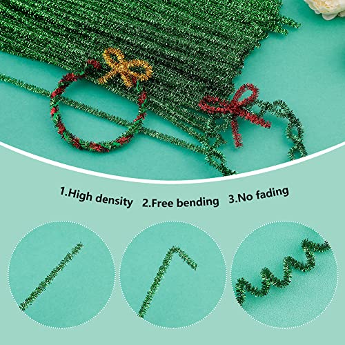 Image of Iuuidu 100PCS Pipe Cleaners Chenille Stem, Glitter Green Craft Pipe Cleaners | Pipe Cleaners DIY Craft, Fuzzy Sticks Pipe Cleaners Bulk for Creative Handmade DIY Crafts Project Decoration Supplies
