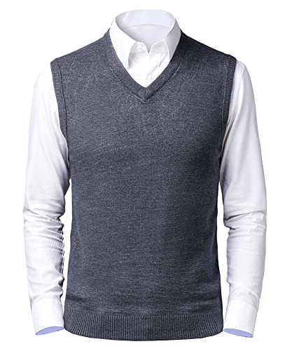 Btmpmcs Chaleco SuéTer para Hombre con Cuello en V Jersey de Punto sin Mangas clásico Caballero Cardigans Chaqueta Otoño Invierno Prendas de Punto Pullover