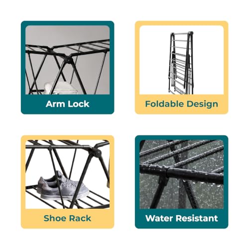 Image of Lifelong Foldable Cloth Drying Stand | Rack for More Drying Space | Collapsible Laundry | Strong & Durable | Anti-Skid | Cloth Dryer with Iron Legs