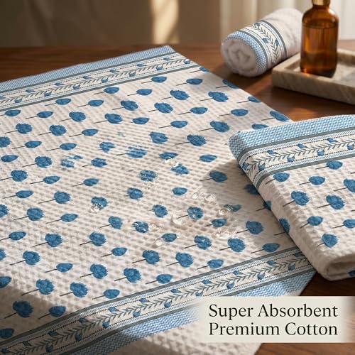 Image of Mafatlal Madhuban Soft Cotton Towel Set (1 Bath 147x76 cm + 2 Hand 76x38 cm) | 250 GSM | Absorbent, Waffle Weave | Regatta Color
