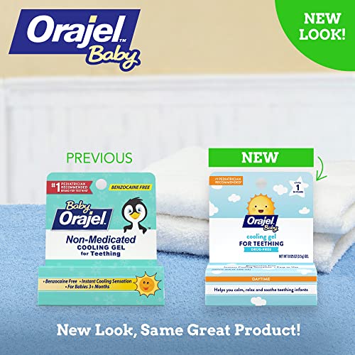 Orajel Baby Daytime Cooling Gel For Teething, Drug-Free, 1 Pediatrician Recommended Brand For Teething, One .33Oz Tube #TOP2