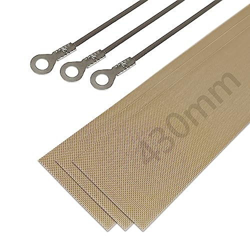 3 Resistencias de recambio para selladora térmica de 40cm. Malla de Teflón de 430mm, Filamento de 450mm de 3mm de anchura. Filamentos para termoselladoras de 400mm