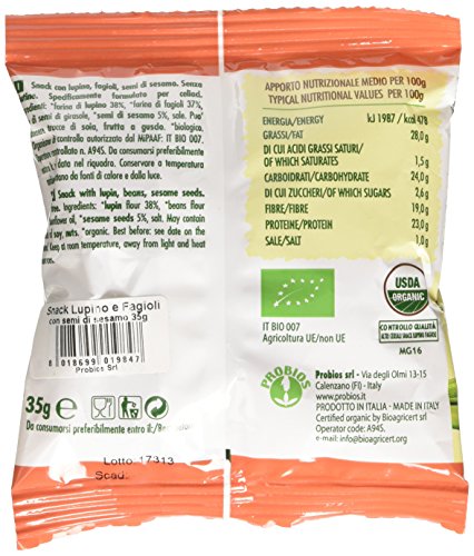 Probios Snack Lupino e Fagioli, con Semi di Sesamo...