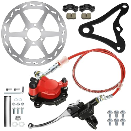 RZEOZU Mini Bike Hydraulic Brake Kit with Rear Brake Caliper Mounting Bracket Replacement for Monster Mega Moto 80cc 105cc MMB80 Minibike Coleman RB100 RT100 Parts 180mm Disc Brake Rotor