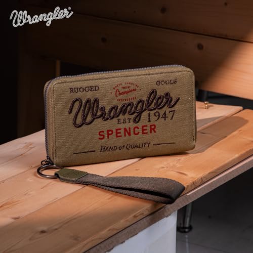 Image of Montana West X Wrangler Wristlet Wallets for Women Classic Retro Wallet Purse Bifold Credit Card Wallets for Women Oversized Logo Clutch Wristlet
