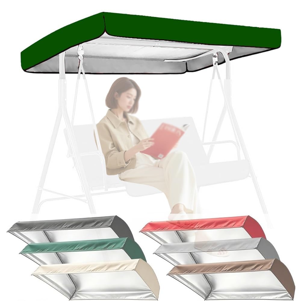 Toldo de repuesto para columpio de jardín 3 plazas universal cubierta verde 190x132cm para patio