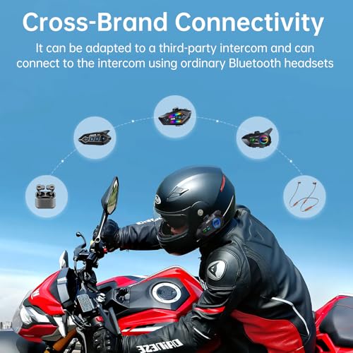 Image of Motorcycle Helmet Bluetooth Headset Speakers Helmet Intercom - 2 Rider Automatic Answer Music Control Earphone,120 Hours Playing time High Sound Quality System 1000mAh IP7 Waterproof